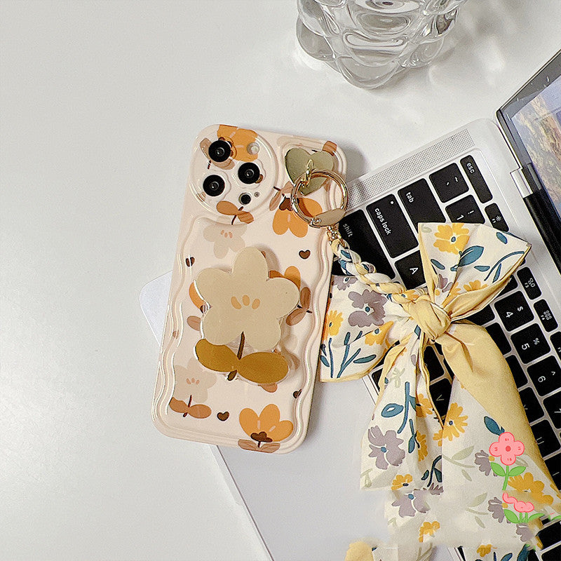 Coque Automne Fleurs & Nœud en Soie 🍂🌸