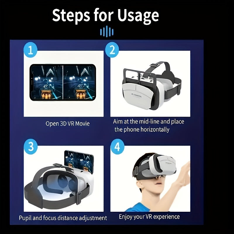 ✨Casque VR 3D MJT.vibes™ – Immersion Totale à 360° pour Smartphone✨