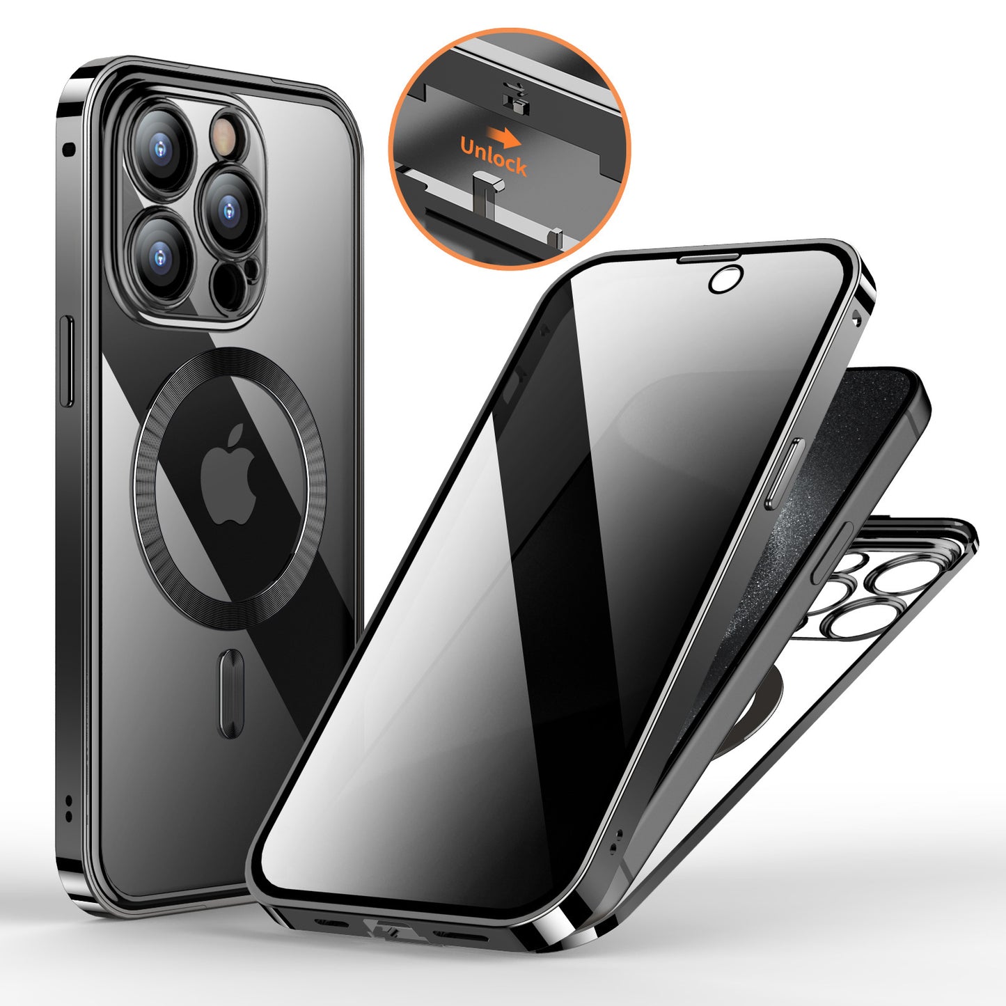 Coque Magnétique 360° Anti-espion avec Support Intégré 🔒
