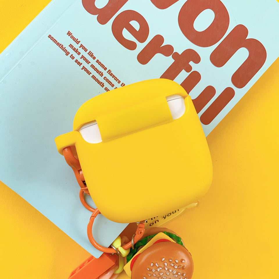 Coque AirPods “Burger Fun” 🍟 – Style audacieux & protection silicone