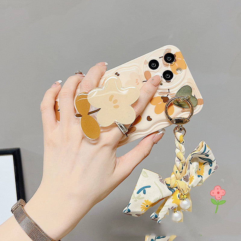Coque Automne Fleurs & Nœud en Soie 🍂🌸