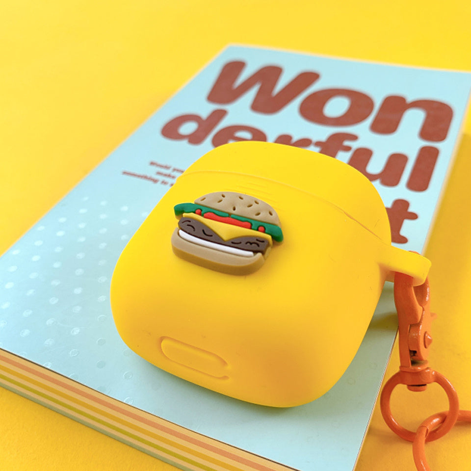 Coque AirPods “Burger Fun” 🍟 – Style audacieux & protection silicone