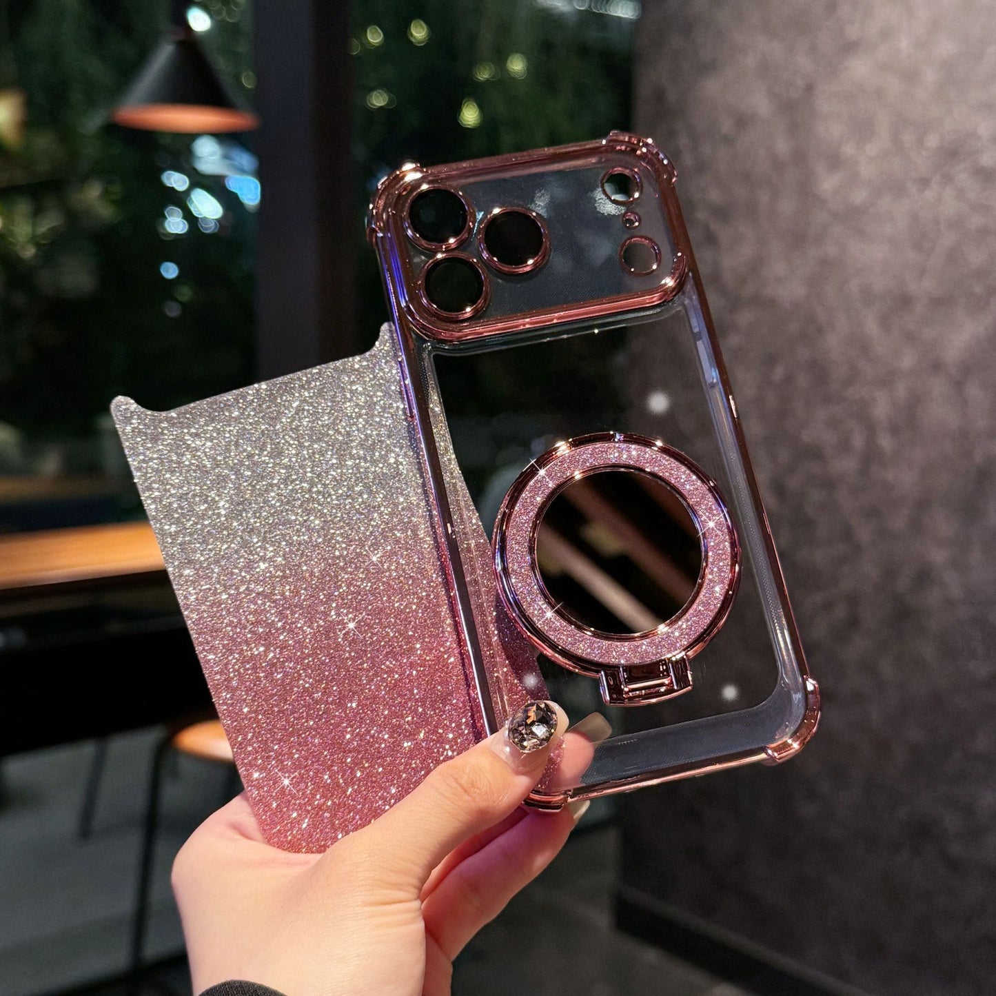 Coque iPhone Miroir Magnétique Pailletée – Brillante, Chic & Antichoc ✨