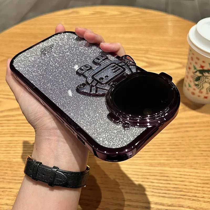 Coque Astronaute Pailletée avec Support Caméra 🚀✨