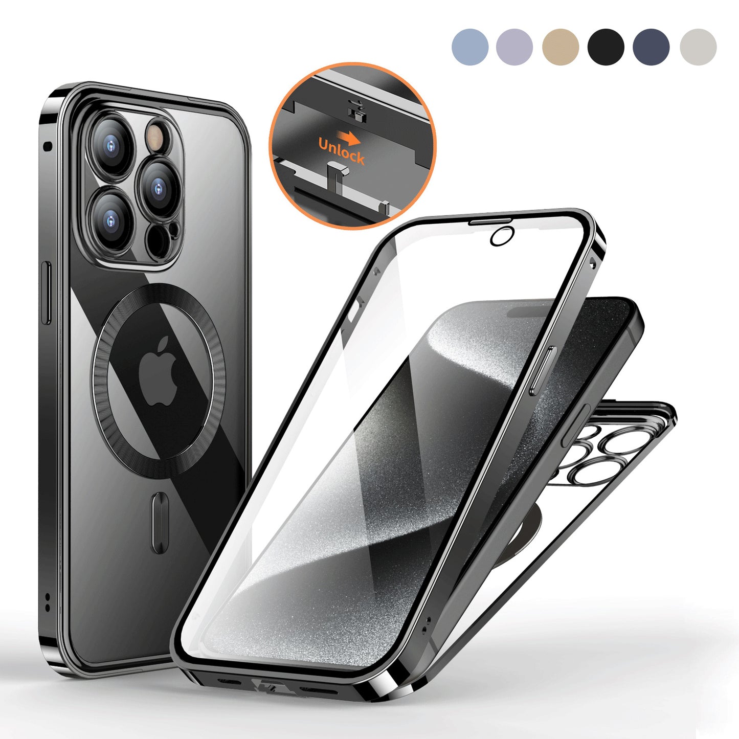 Coque Magnétique 360° Anti-espion avec Support Intégré 🔒