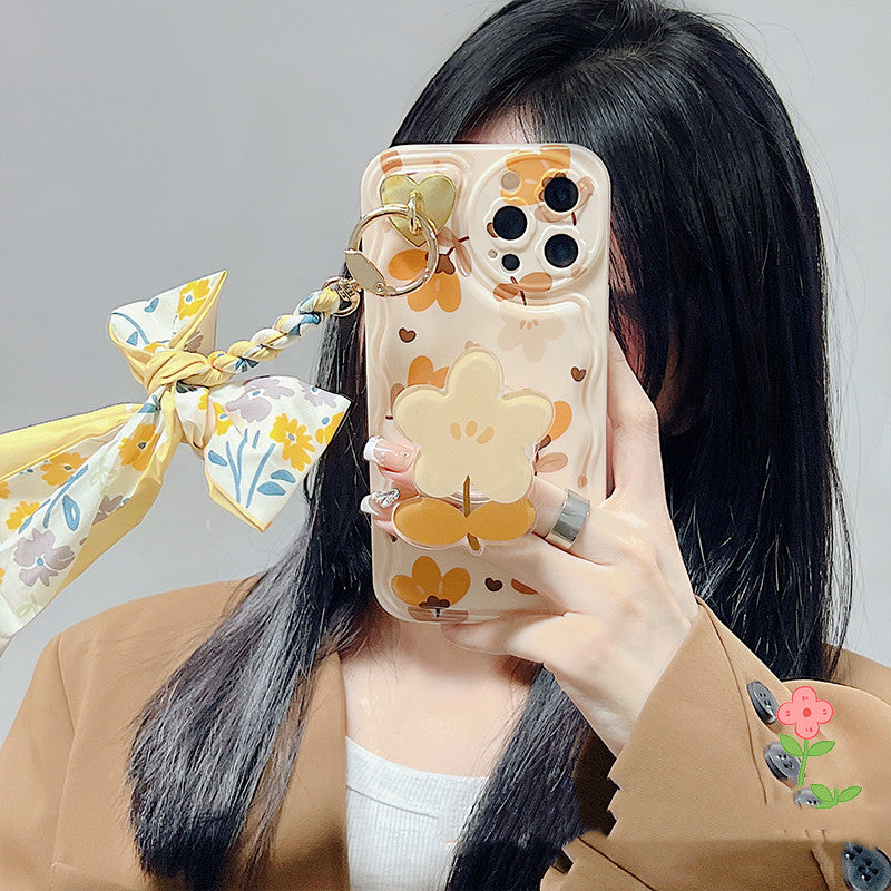 Coque Automne Fleurs & Nœud en Soie 🍂🌸