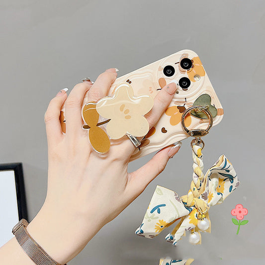Coque Automne Fleurs & Nœud en Soie 🍂🌸