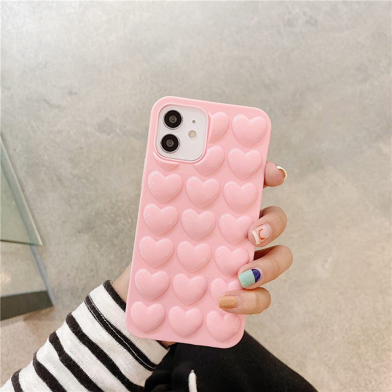 Coque Cœur 3D en Silicone – Style Coréen 💖