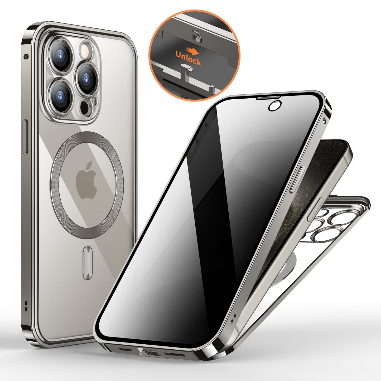 Coque Magnétique 360° Anti-espion avec Support Intégré 🔒
