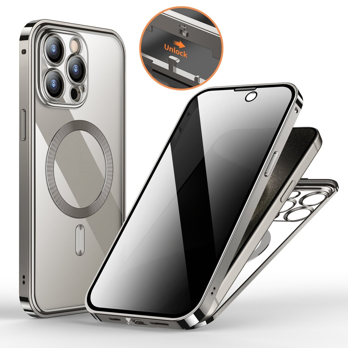 Coque Magnétique 360° Anti-espion avec Support Intégré 🔒