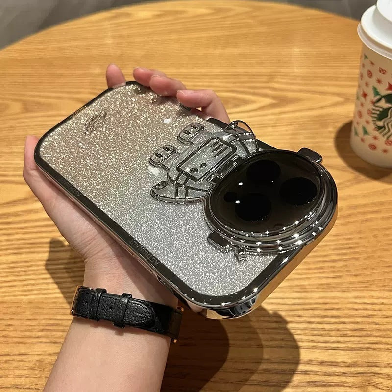 Coque Astronaute Pailletée avec Support Caméra 🚀✨
