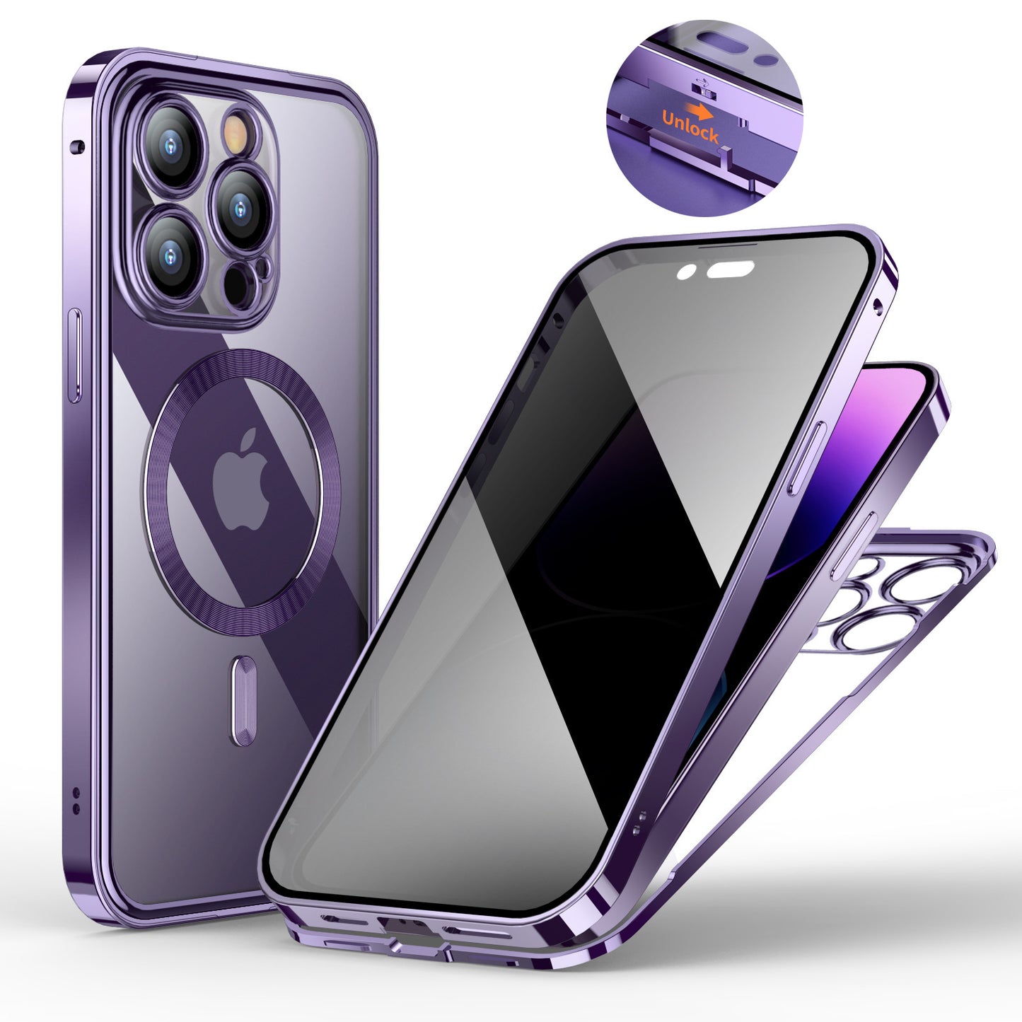 Coque Magnétique 360° Anti-espion avec Support Intégré 🔒