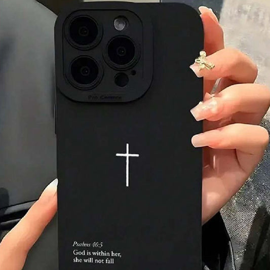 ✨Coque iPhone Croix Noire – Protection Élégante & Antichoc