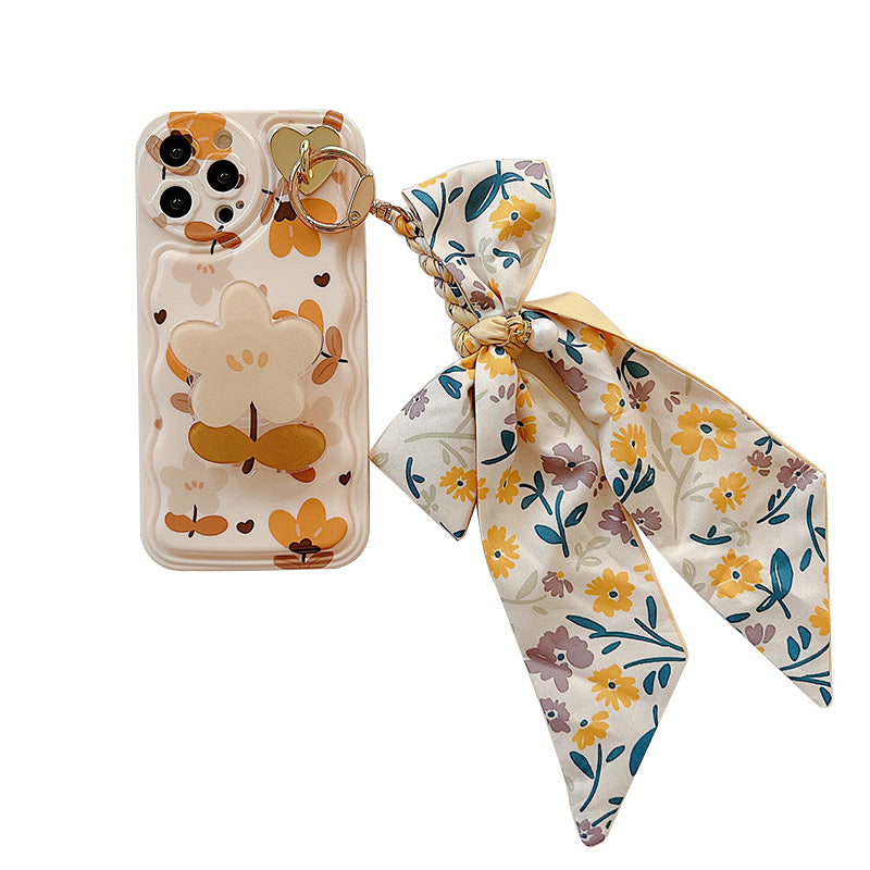 Coque Automne Fleurs & Nœud en Soie 🍂🌸